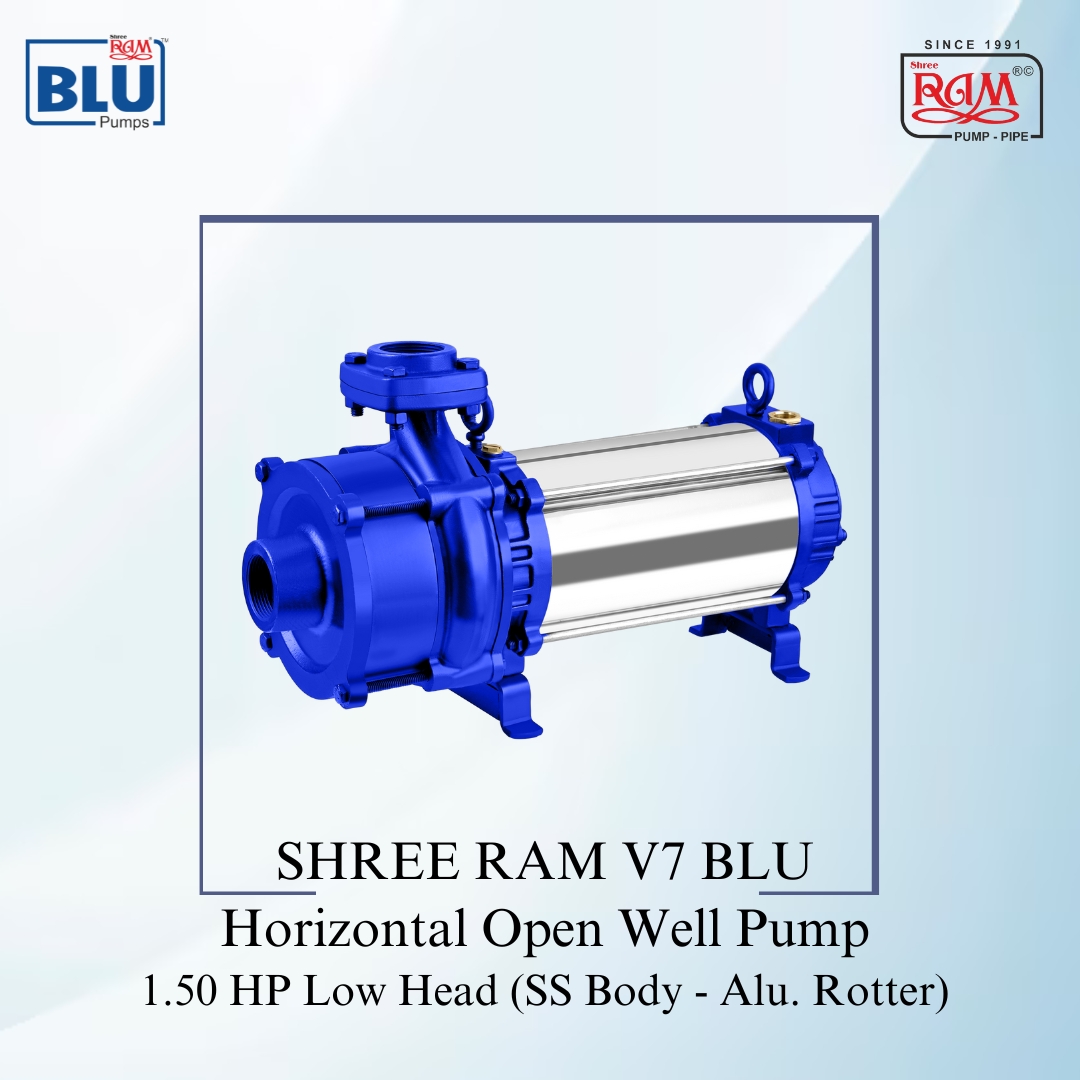 V7 BLU Horizontal Open Well Submersible Pump 1.50 HP Low Head (SS Body - Alu.)