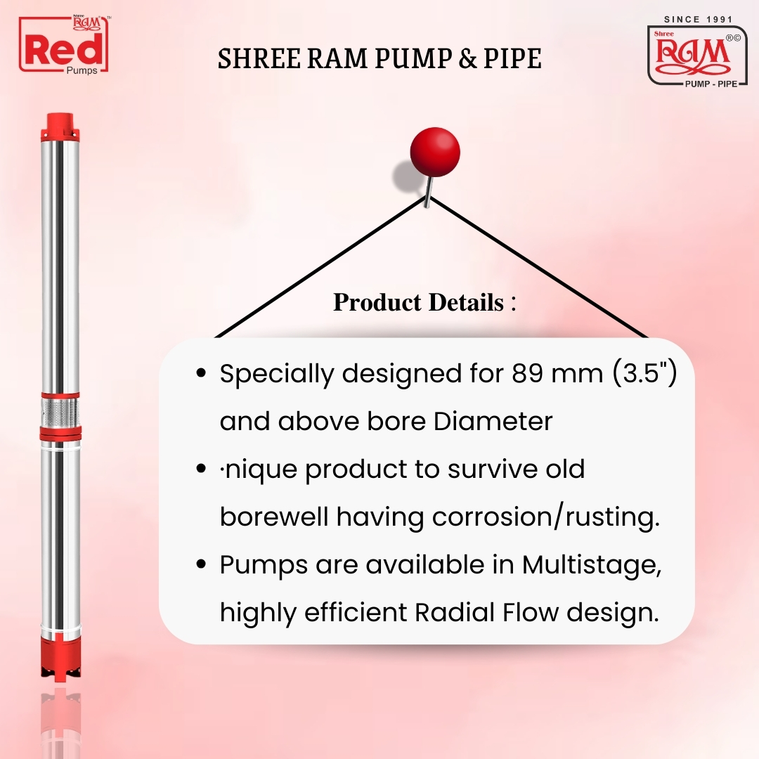 V4 RED Submersible Pump 3.00 HP X 8 Stg Single Ø