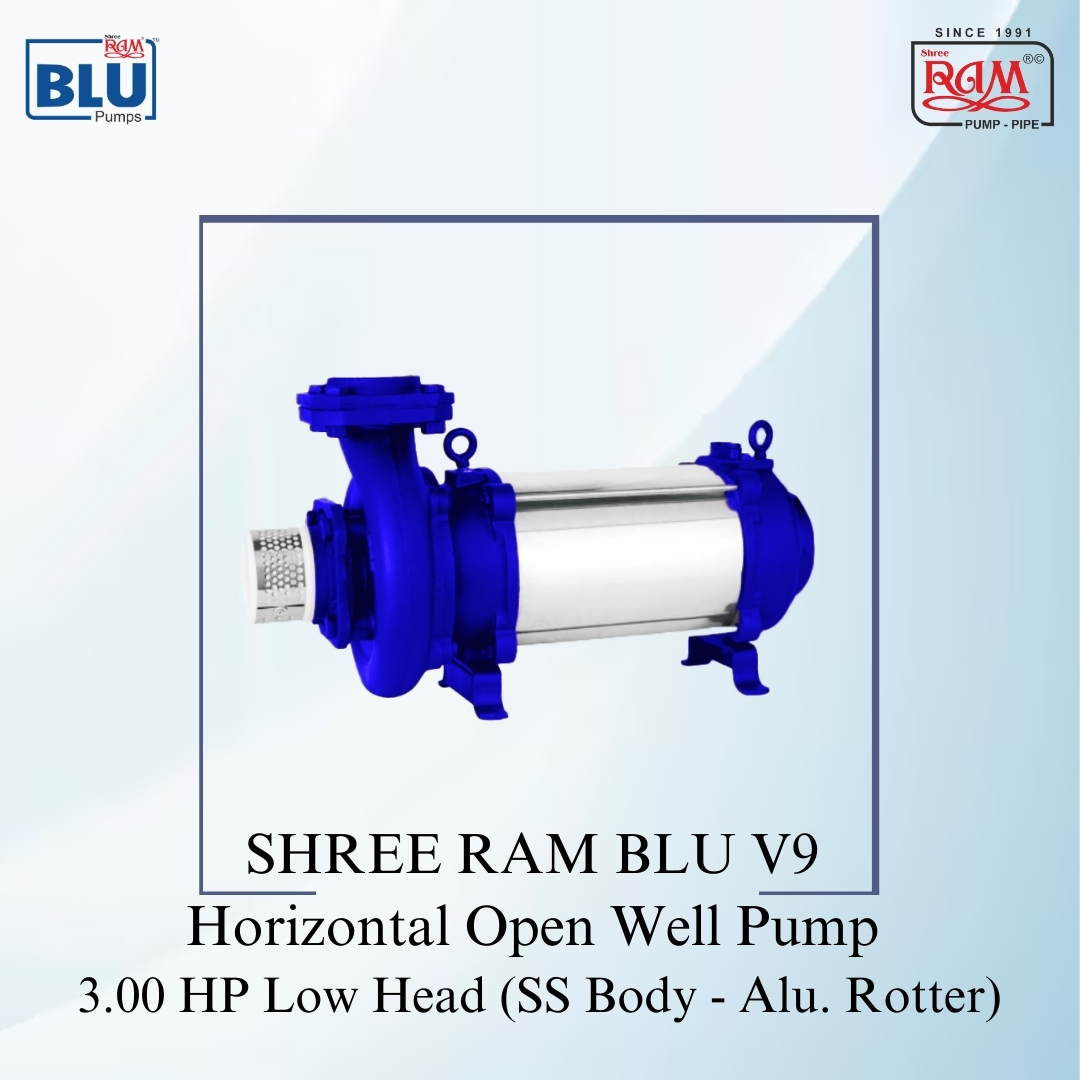 V9 BLU Horizontal Open Well Pump 3.00 HP Low Head (SS Body - Alu.)