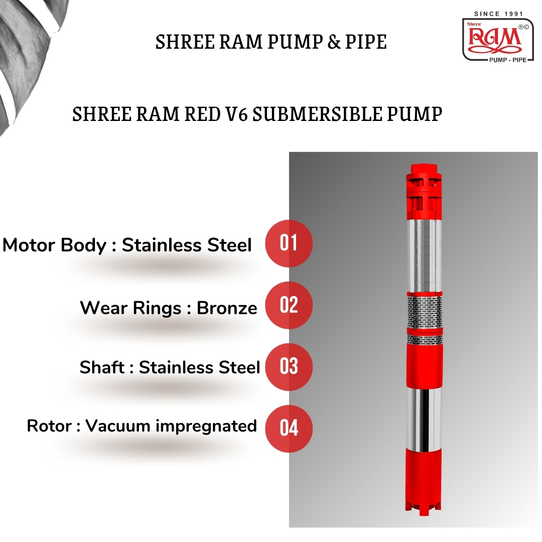 V6 RED Submersible Pump 5.00 HP X 3 Stg (30ft.)