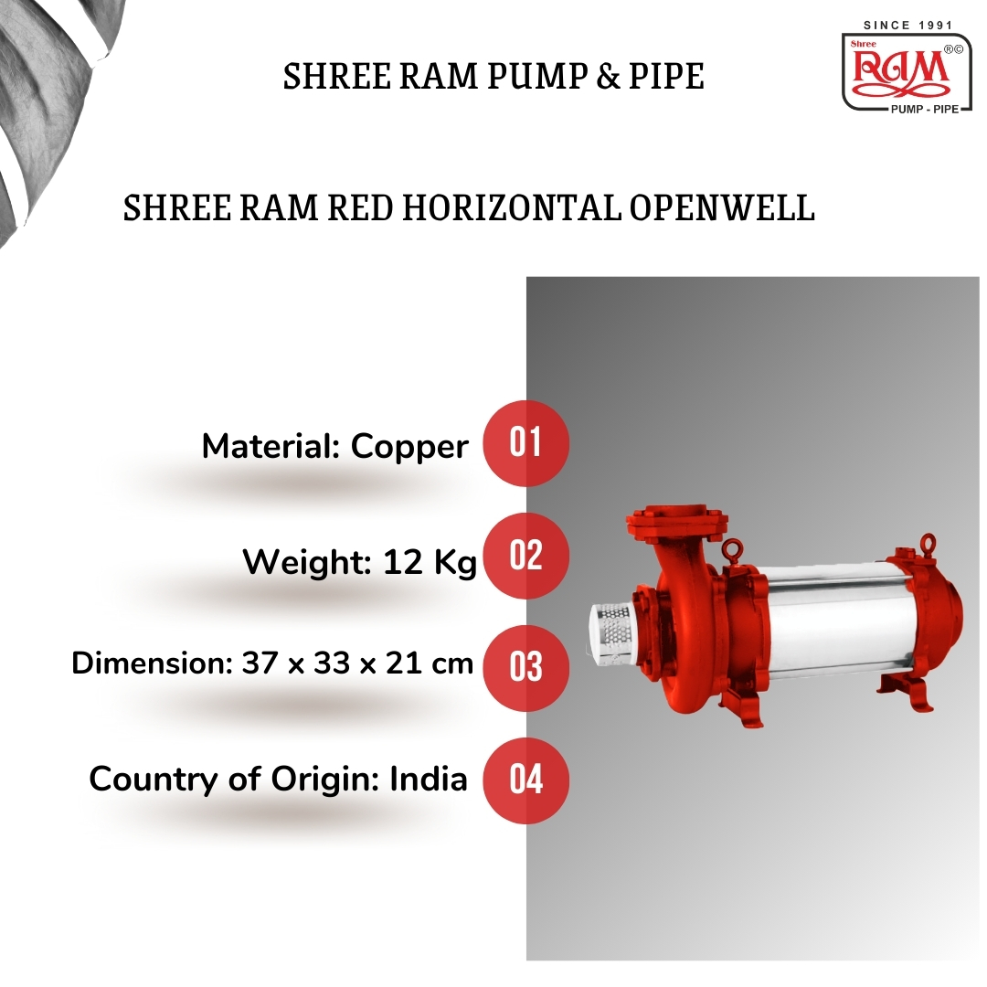 V9 RED Horizontal Open Well Pump 5.00 HP Low Head (Copper)