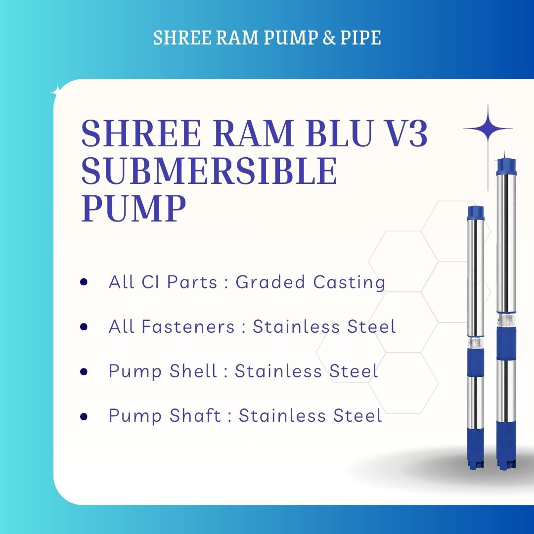 V3 BLU Submersible Pump 0.50 HP X 10 Stg Single Ø