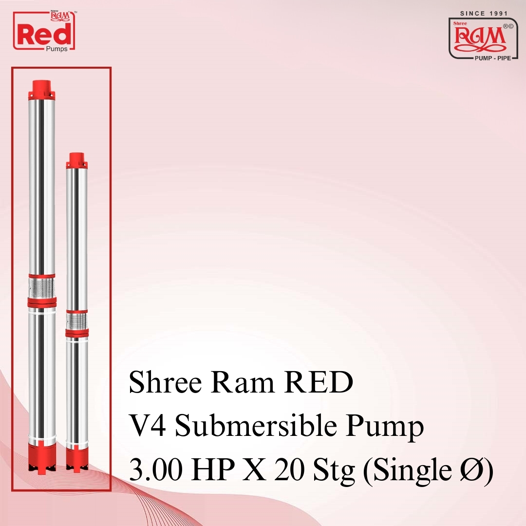 V4 RED Submersible Pump 3.00 HP X 20 Stg Single Ø