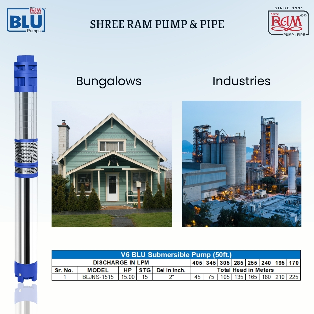 V6 BLU Submersible Pump 15.00 HP X 15 Stg (50ft.)