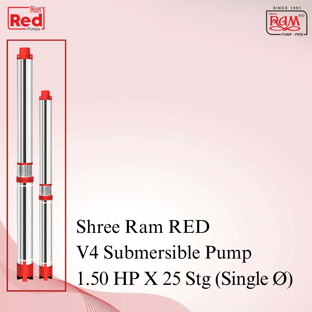 V4 RED Submersible Pump 1.50 HP X 25 Stg Single Ø