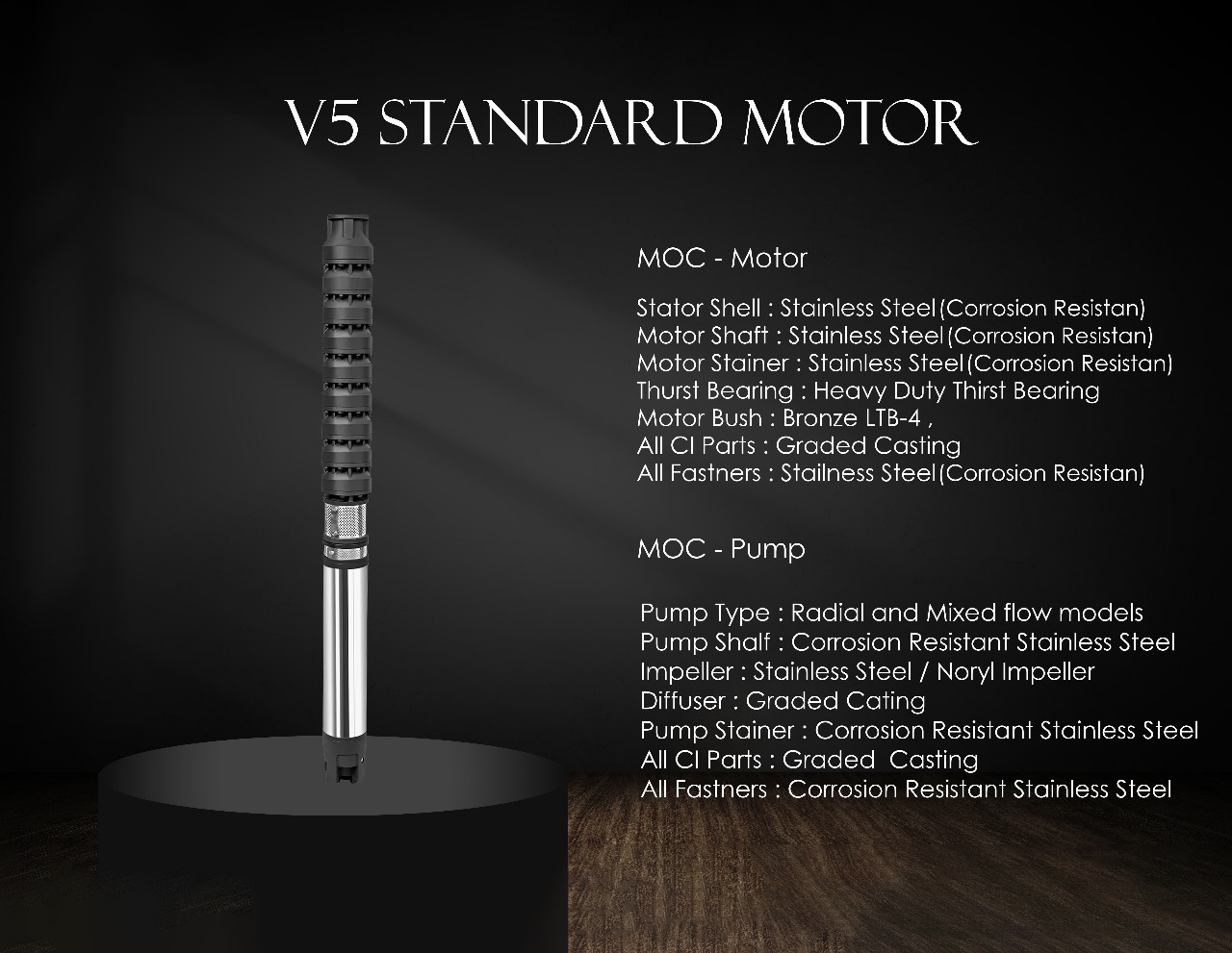 V5 6.5 HP X 30 STG Standard Motor HH (Out-1.5") (T) Prithvi