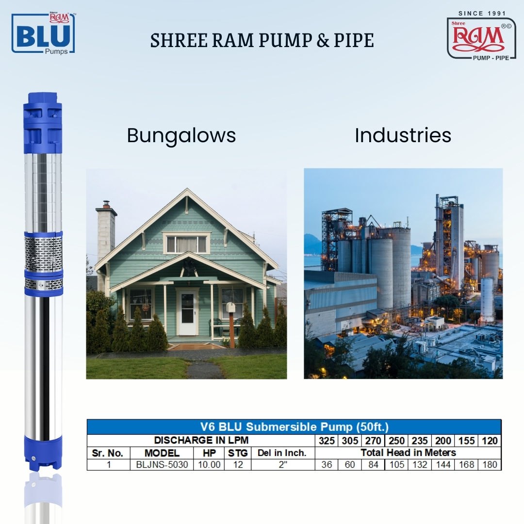 V6 BLU Submersible Pump 10.00 HP X 12 Stg (50ft.)