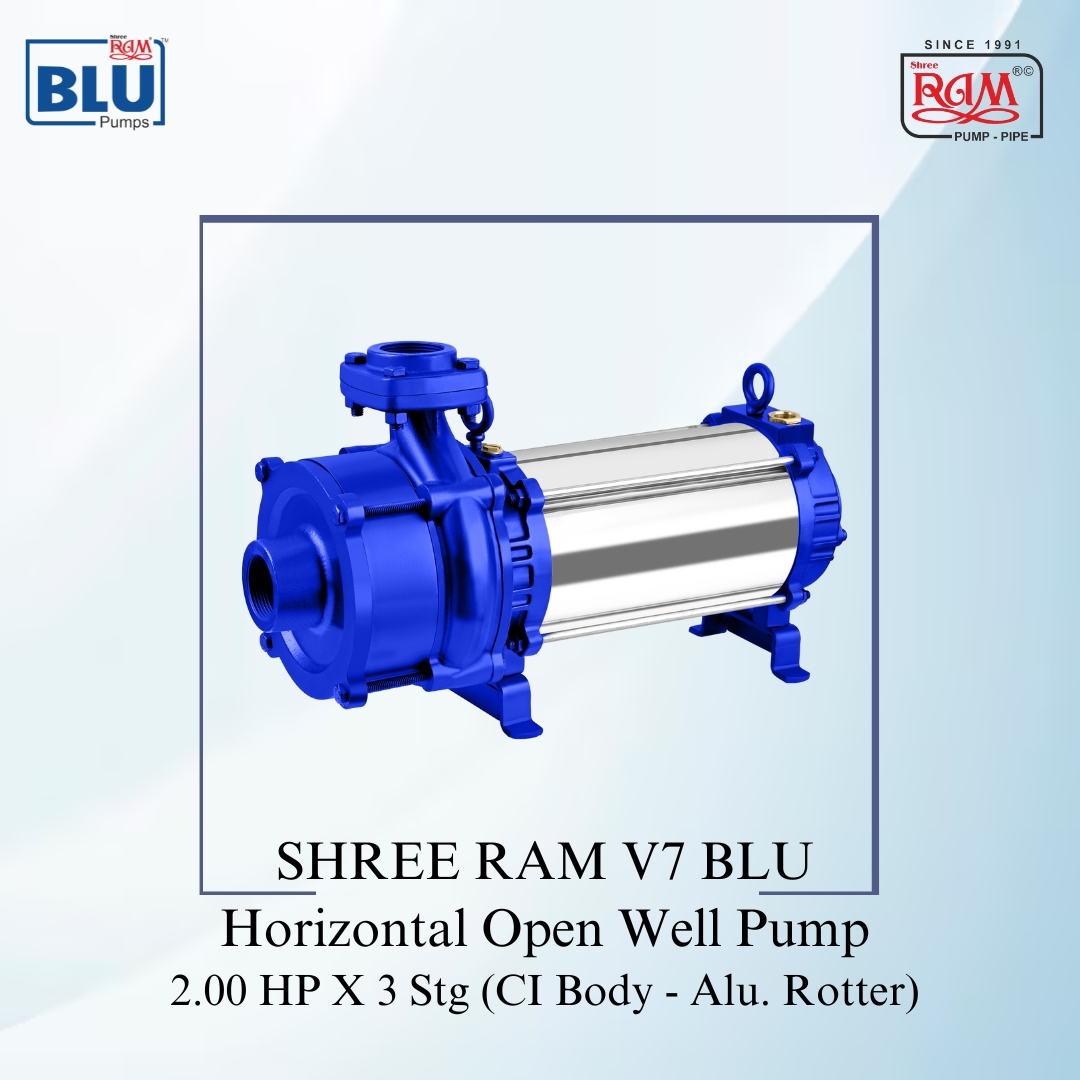 V7 BLU Horizontal Open Well Submersible Pump 2.00 HP High Head (CI Body - Alu.)