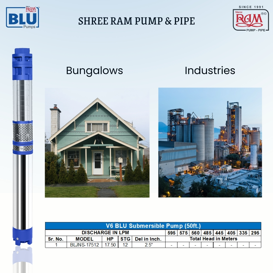 V6 BLU Submersible Pump 17.50 HP X 12 Stg (50ft.)