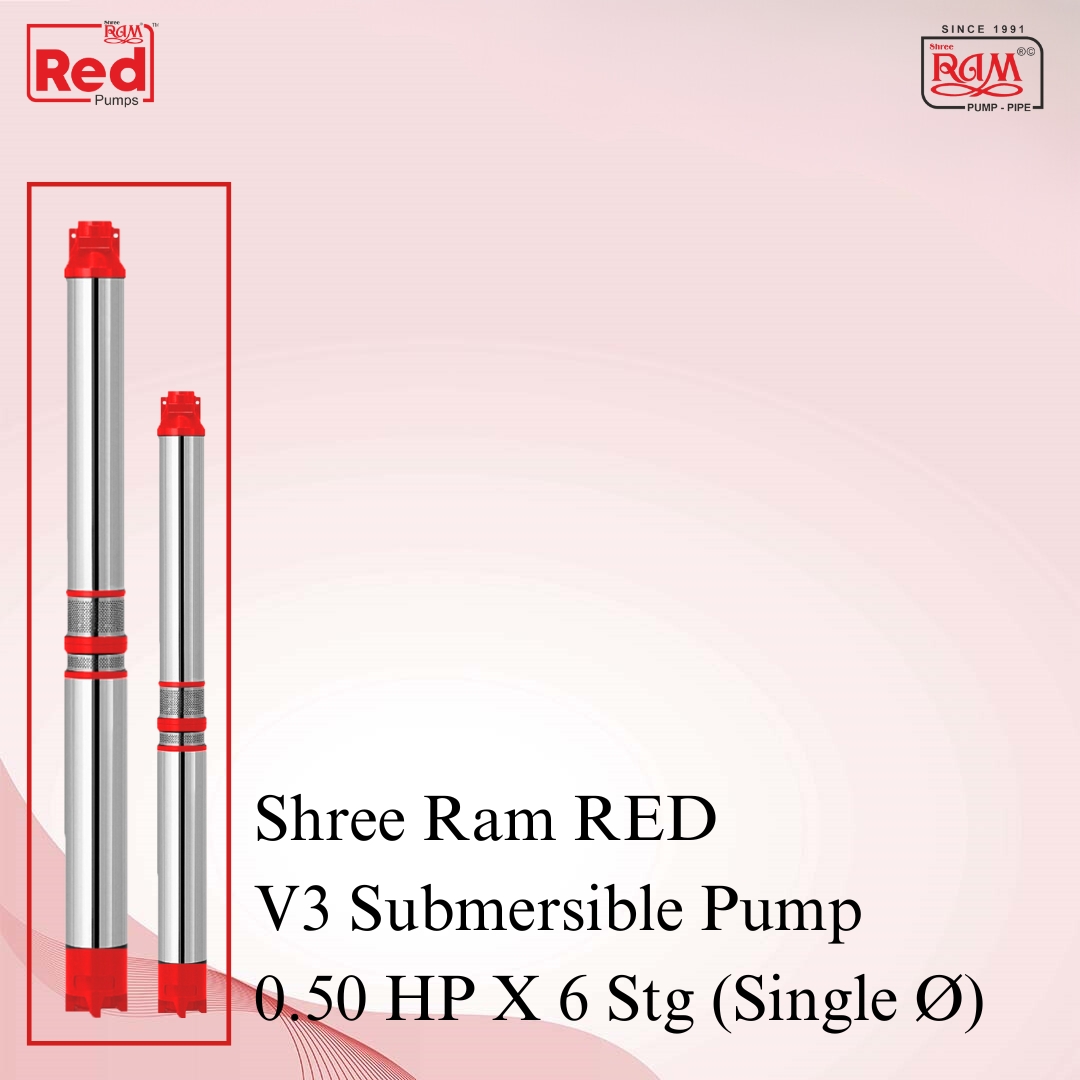 V3 RED Submersible Pump 0.50 HP X 6 Stg Single Ø