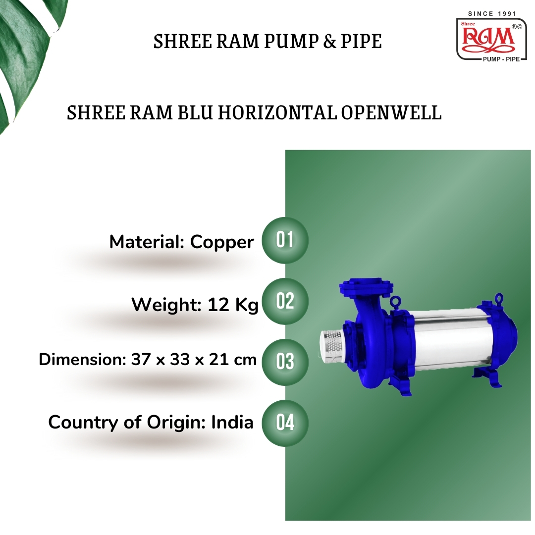 V9 BLU Horizontal Open Well Pump 5.00 HP High Head (SS Body - Copper)