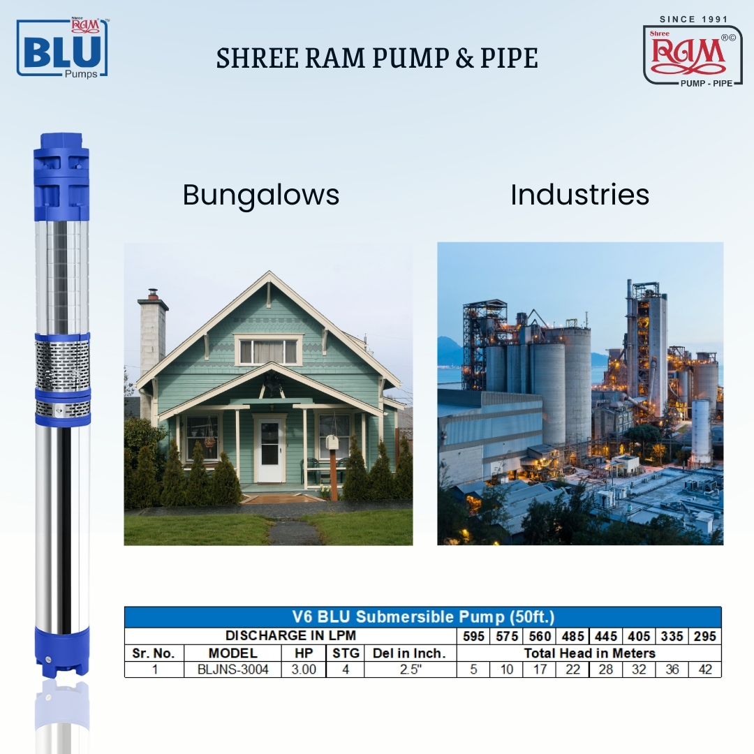 V6 BLU Submersible Pump 3.00 HP X 4 Stg (50ft.)