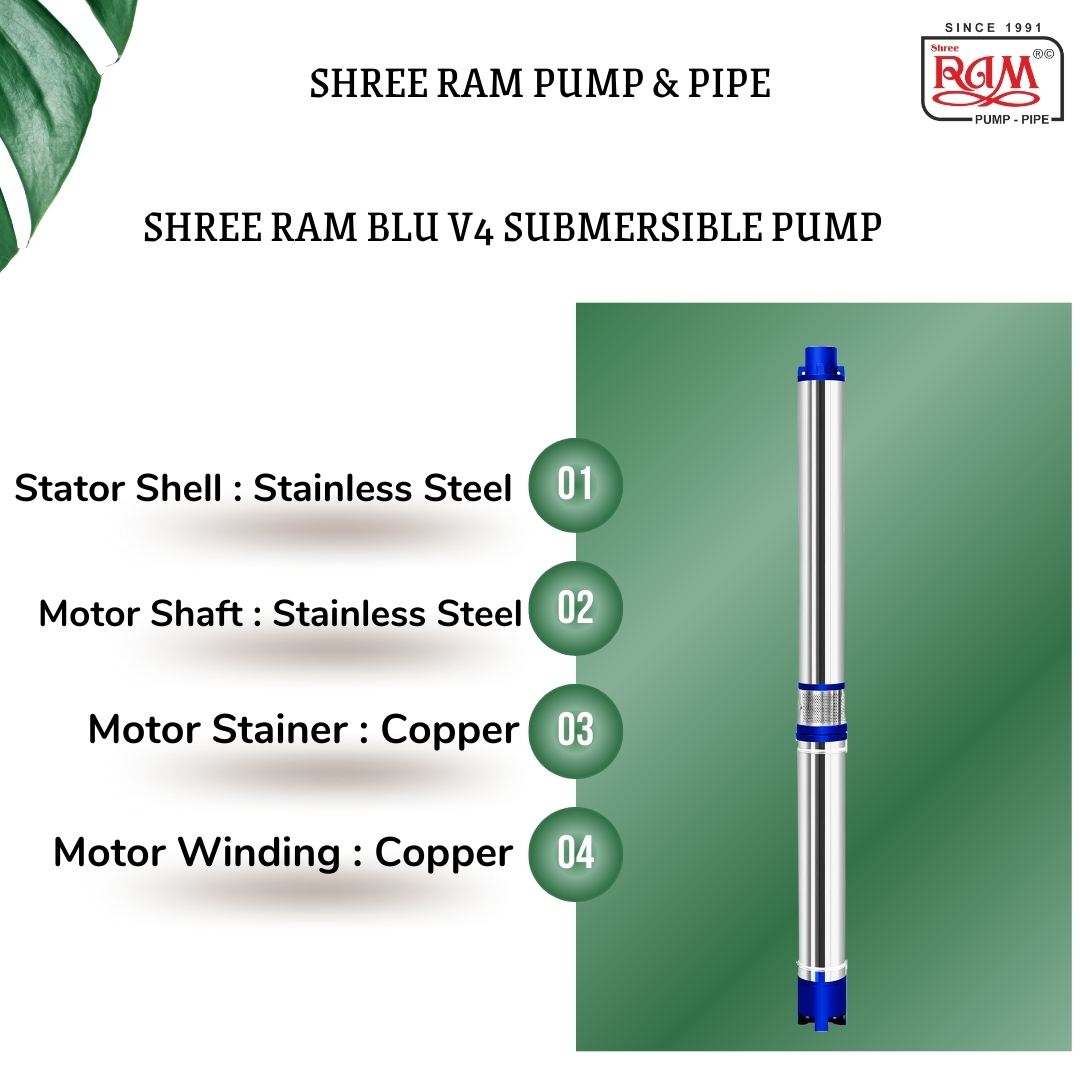 V4 BLU Submersible Pump 2.00 HP X 6 Stg Single Ø