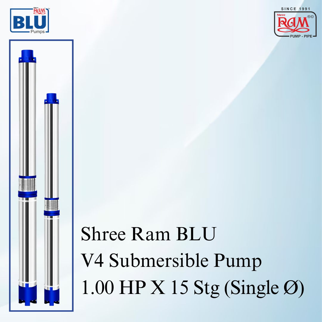 V4 BLU Submersible Pump 1.00 HP X 15 Stg Single Ø