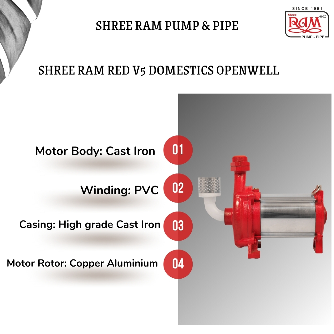 V5 RED Domestic Openwell Pump 0.50 HP Low Head