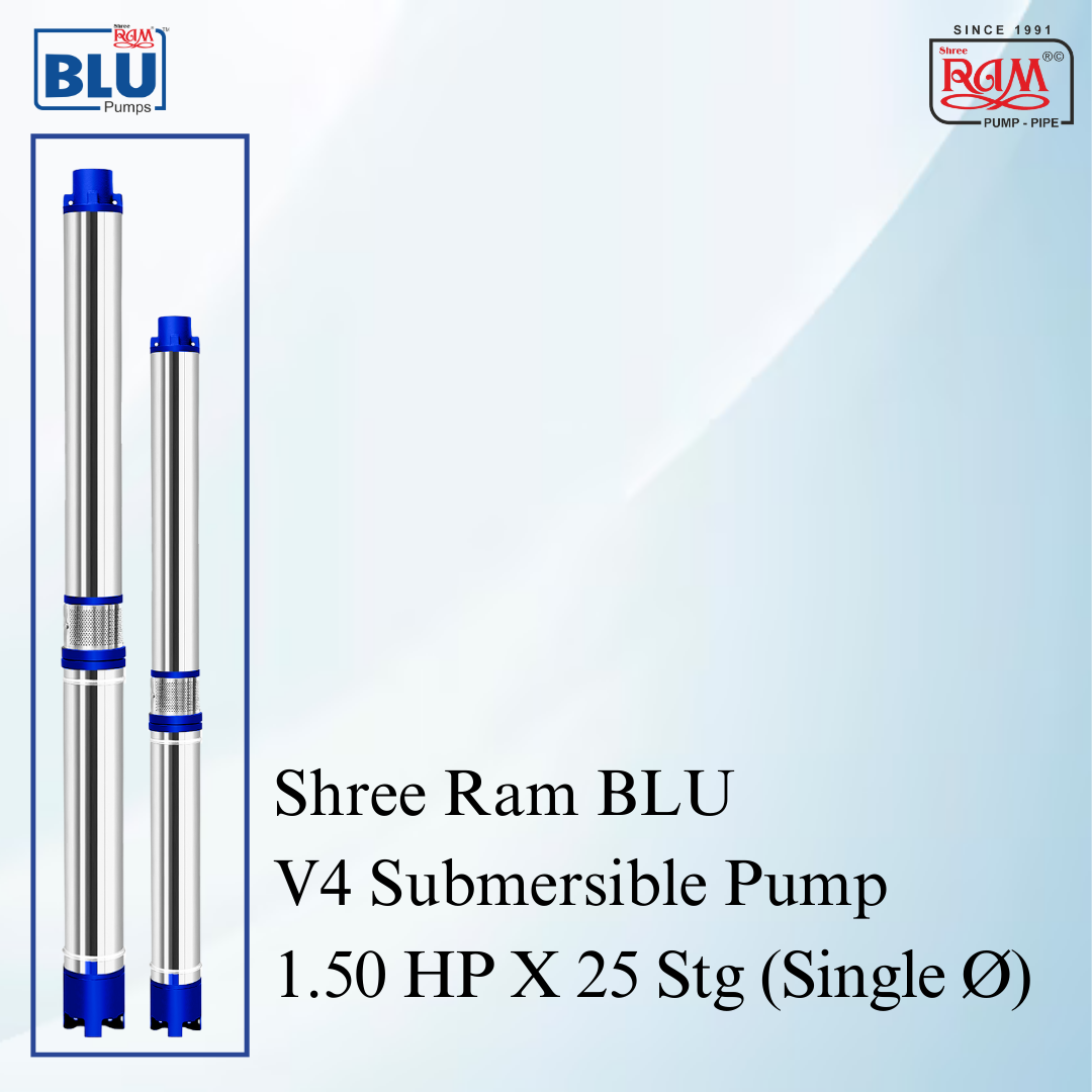 V4 BLU Submersible Pump 1.50 HP X 25 Stg Single Ø