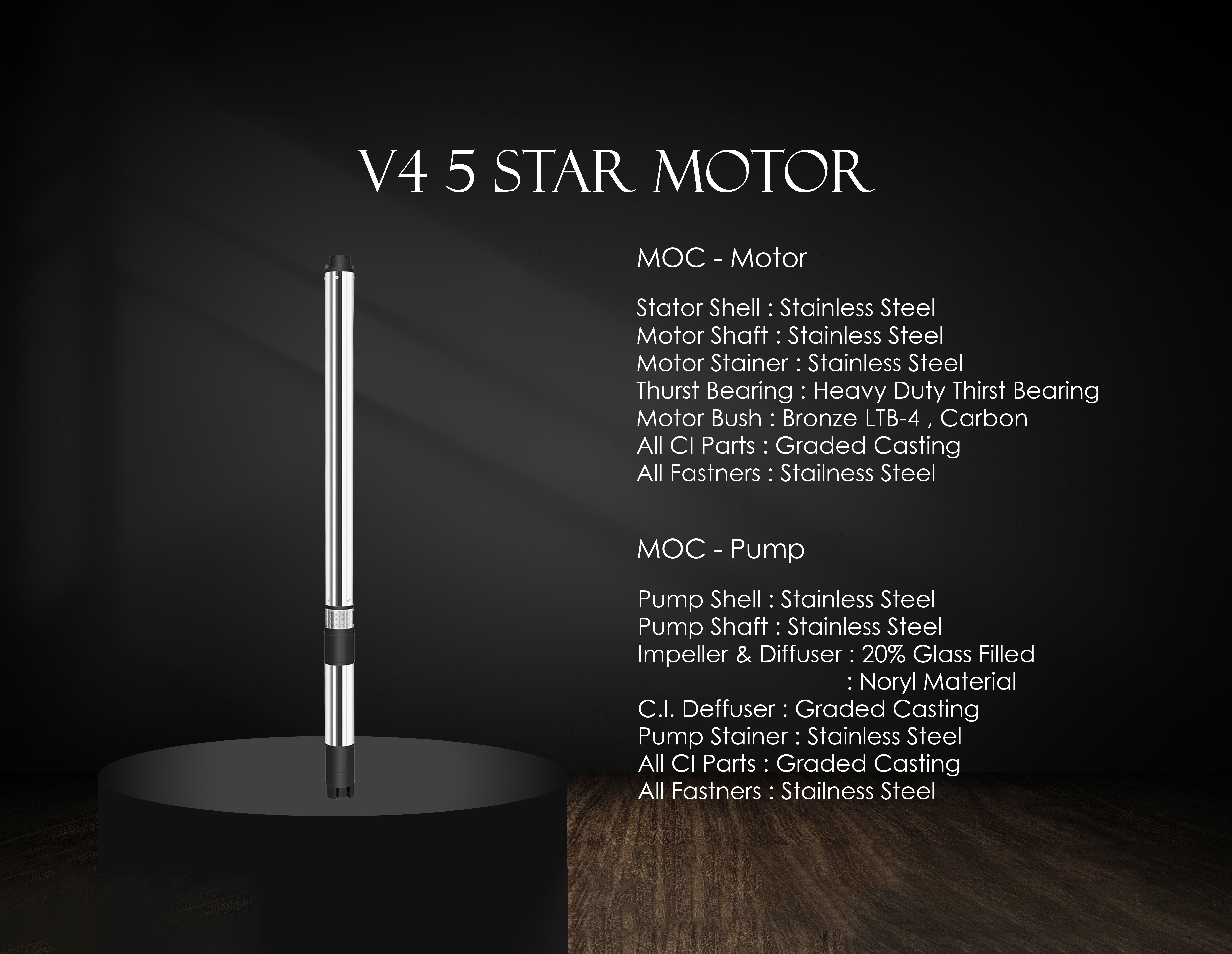V4 3.0 HP X 30 STG 5 Star Motor (Out-1.25") (S) Prithvi