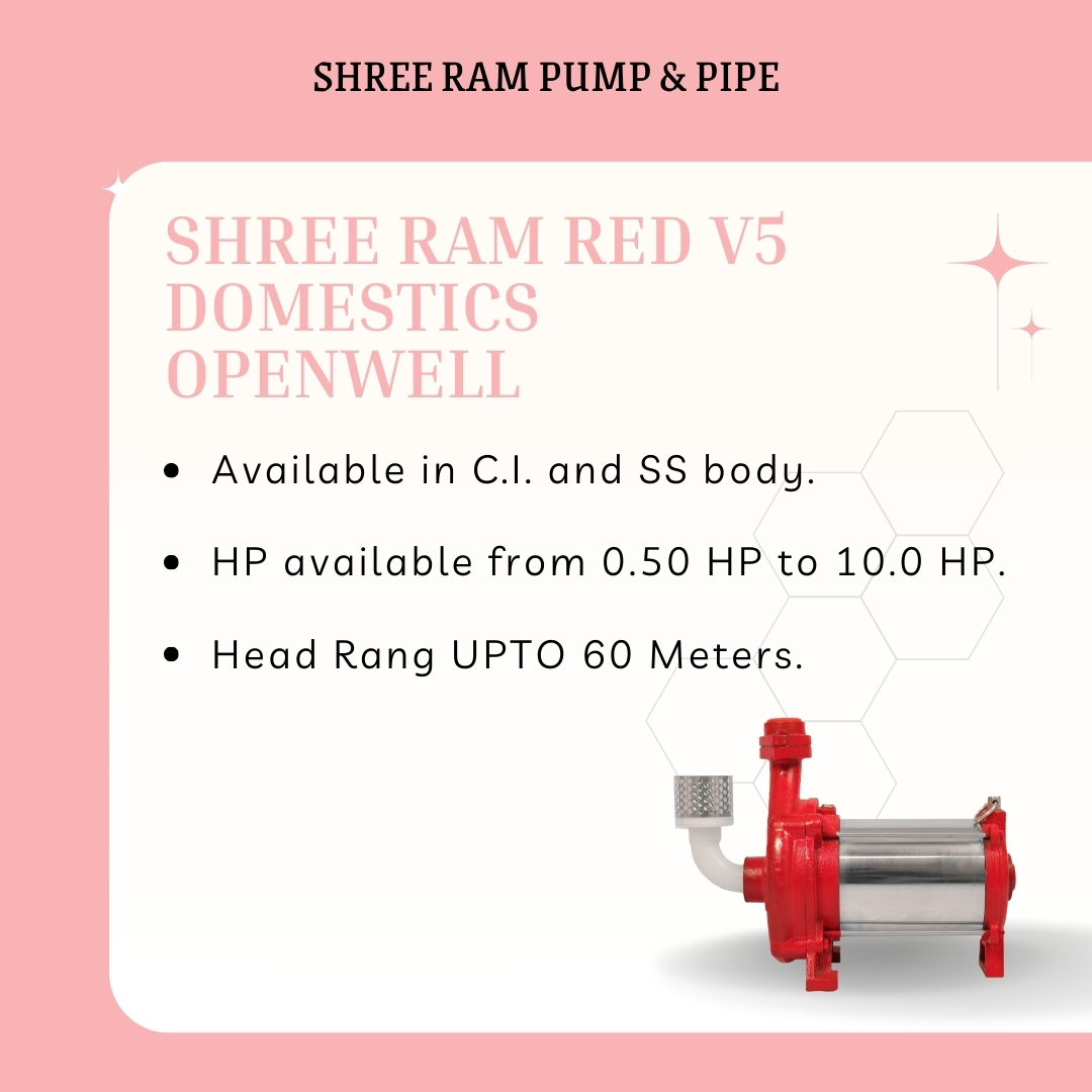 V5 RED Domestic Open Well Submersible Pump 1.00 HP Low Head (Alu.)