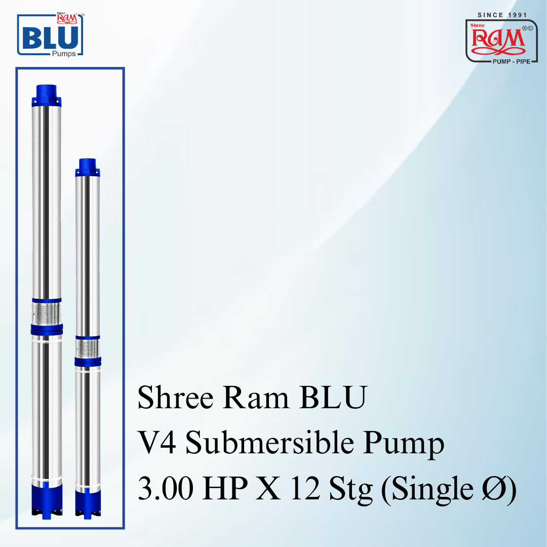 V4 BLU Submersible Pump 3.00 HP X 12 Stg Single Ø