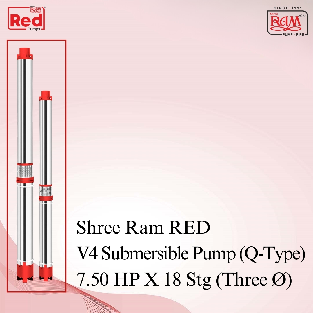 V4 RED Submersible Pump (Q-Type) 7.50 HP X 18 Stg Three Ø