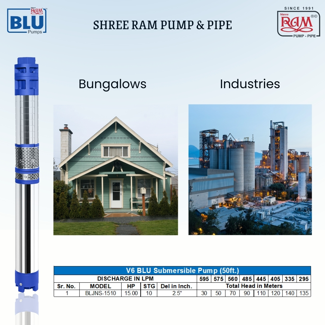 V6 BLU Submersible Pump 15.00 HP X 10 Stg (50ft.)