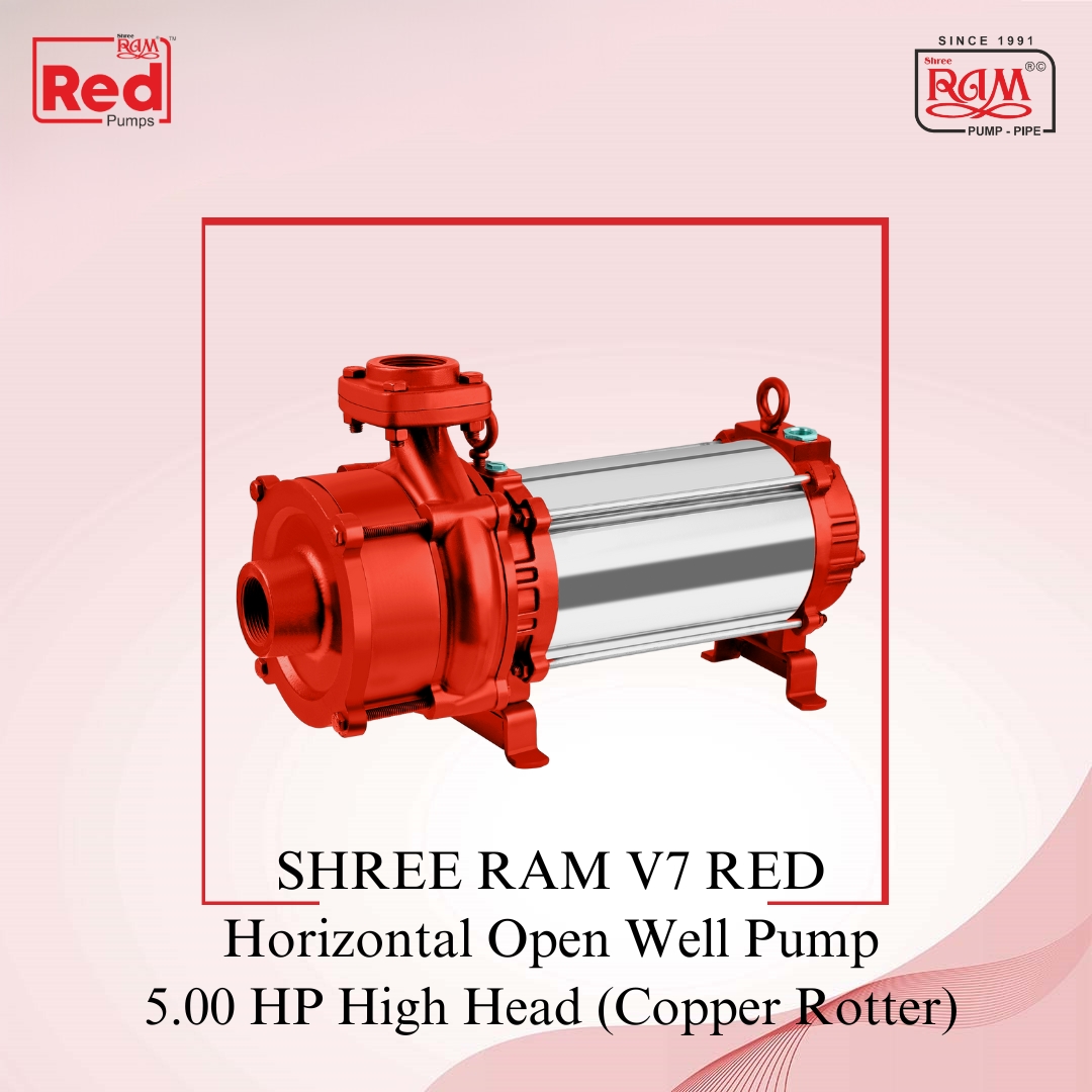 V7 RED Horizontal Open Well Submersible Pump 5.00 HP High Head (SS Body - Copper)