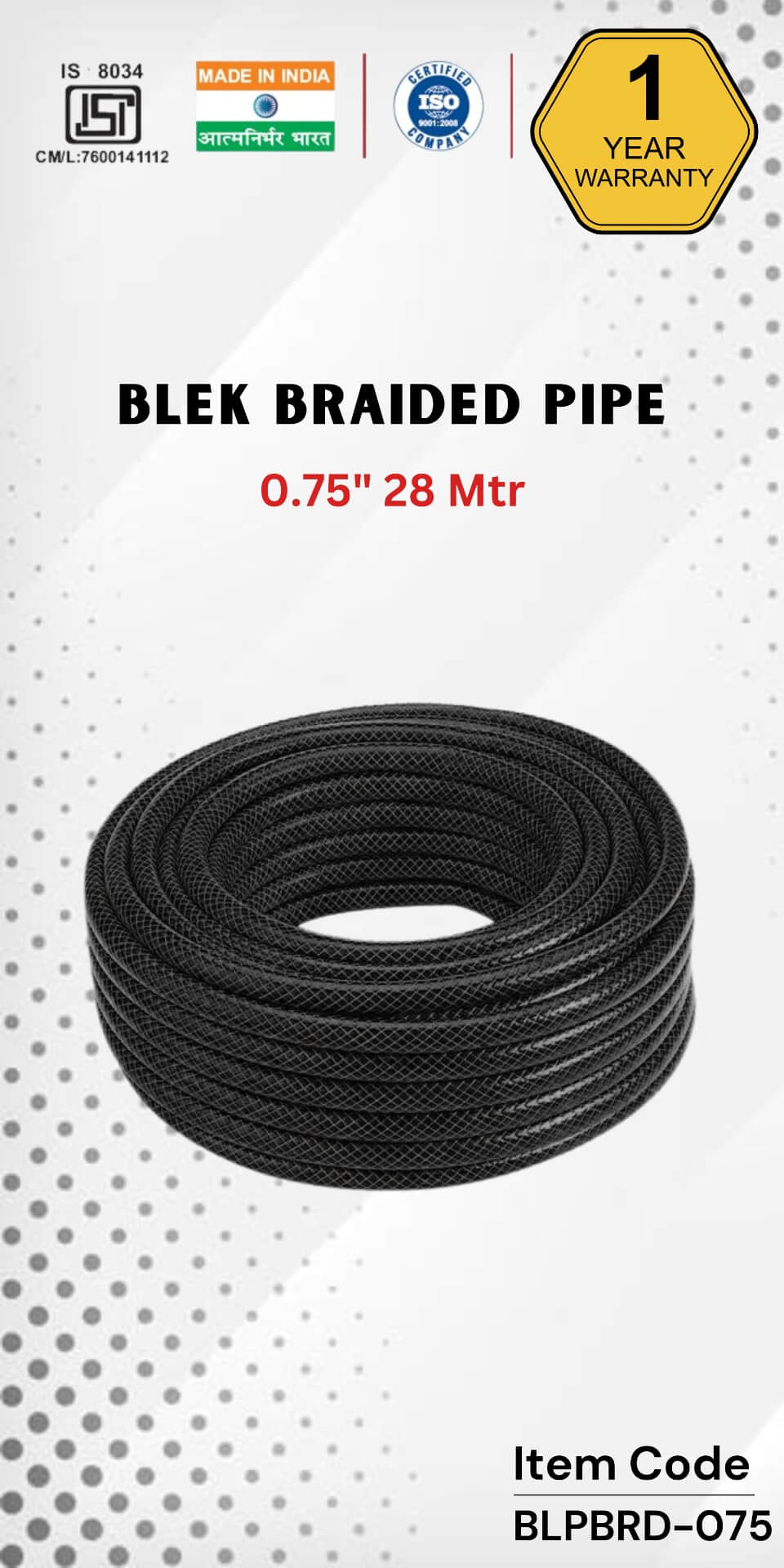 BLEK Braided Pipe 0.75" 28 Mtr