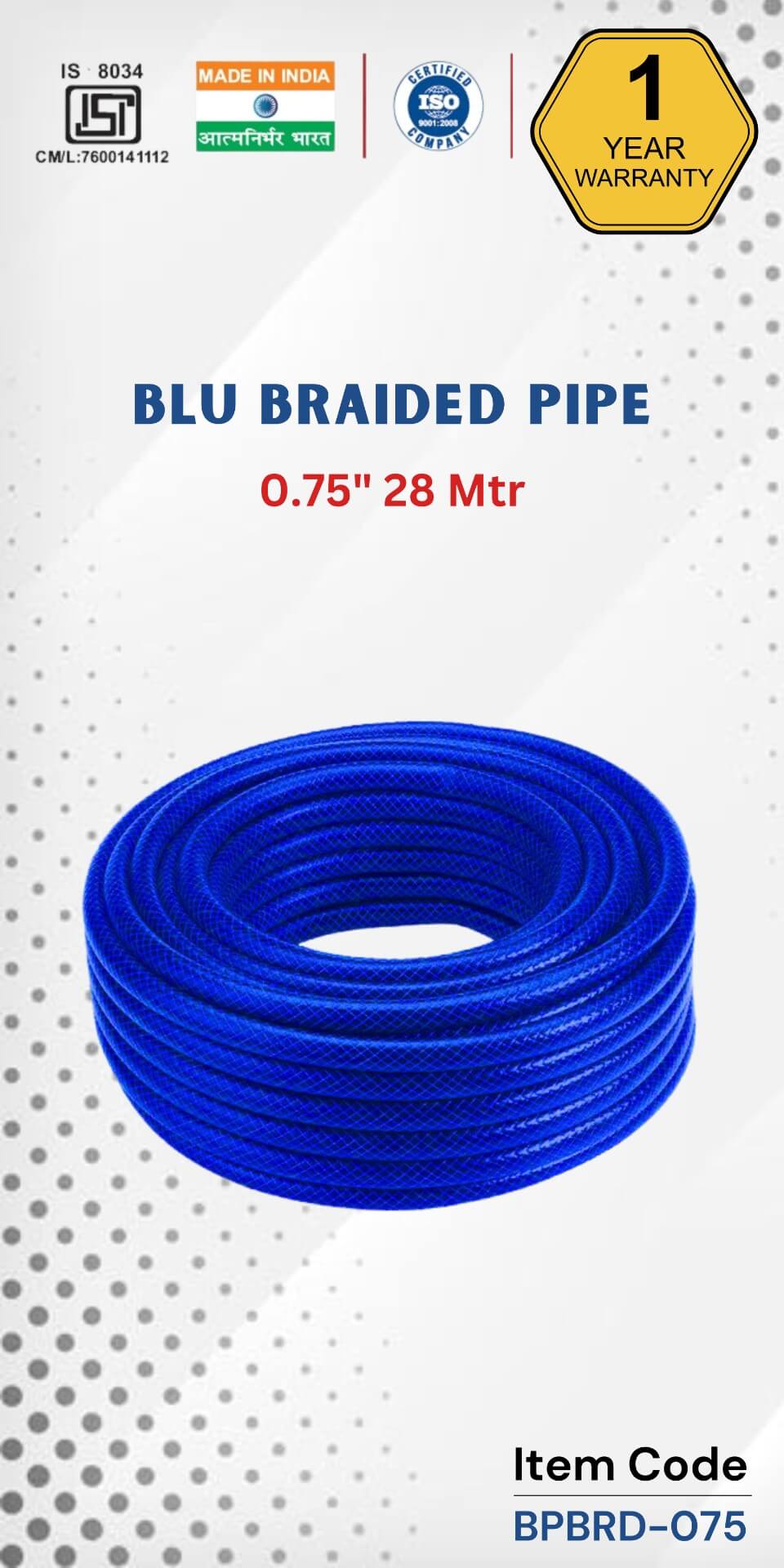 BLU Braided Pipe 0.75" 28 Mtr