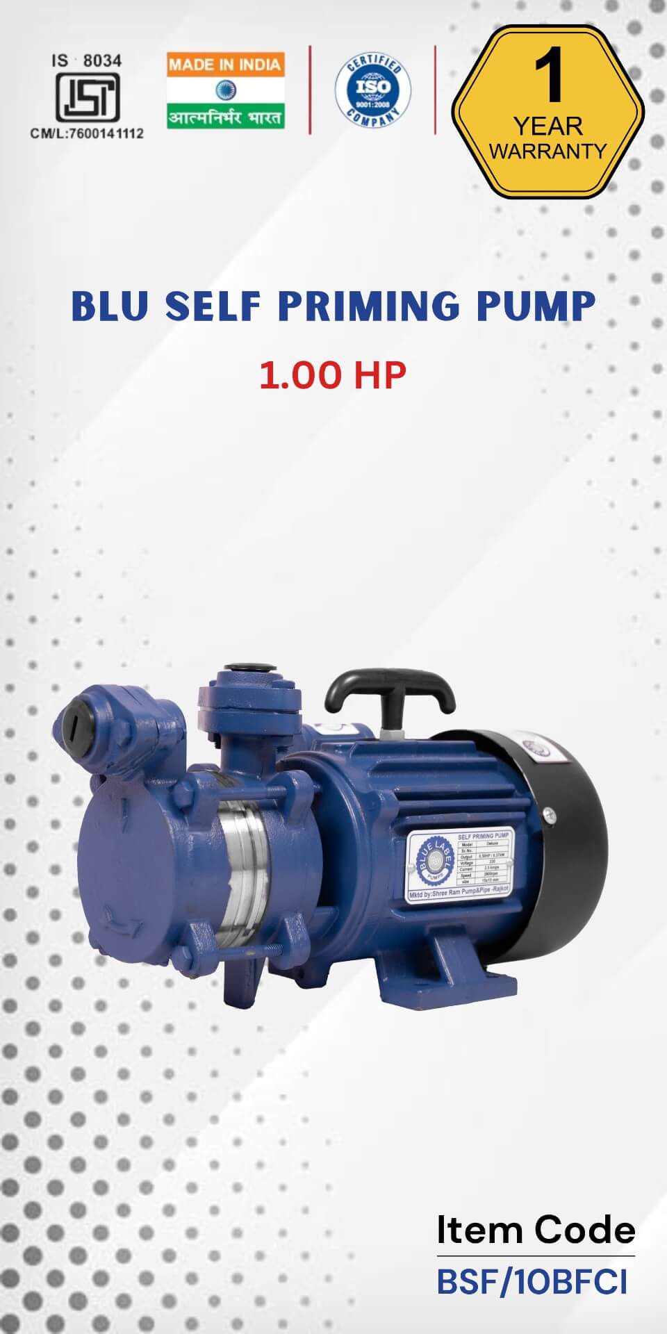 BLU Self Priming Pump 1.00 HP 
