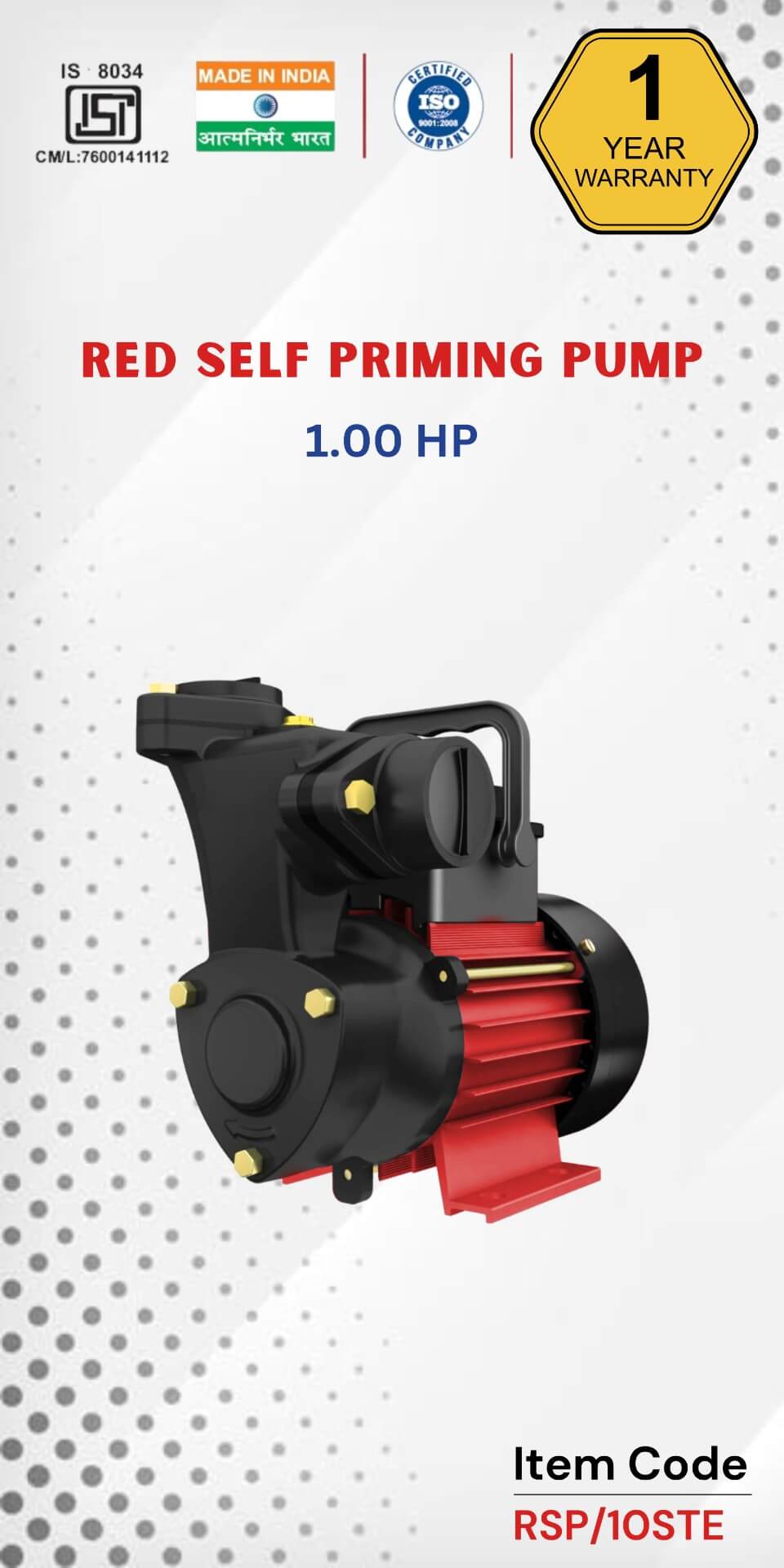 RED Self Priming Pump 1 HP 