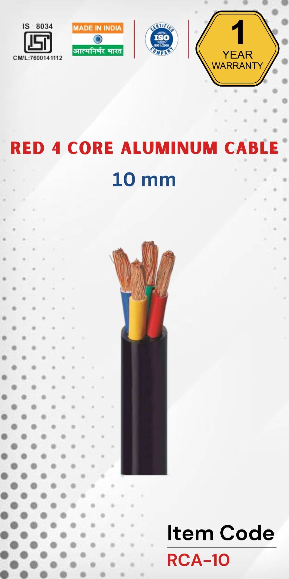 RED 2 Core Aluminum Cable 10 mm 