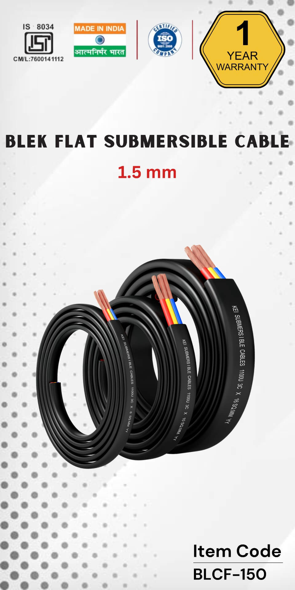 BLEK Flat Submersible Cable 1.5 mm 