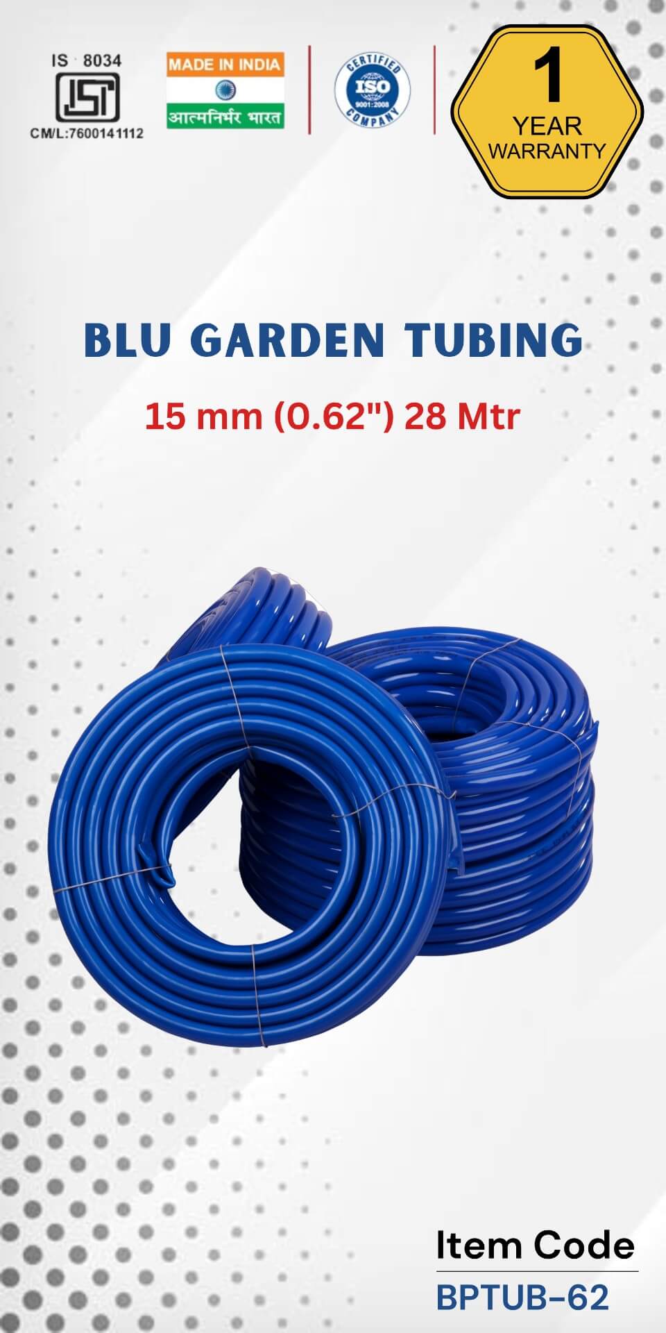 BLU Garden Tubing 15 mm (0.62") 28 Mtr