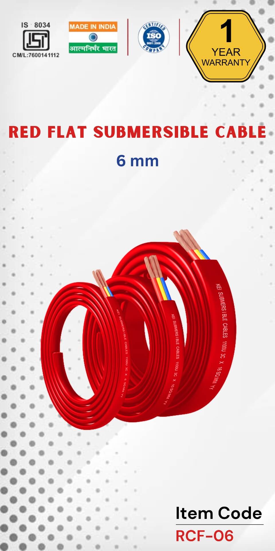 RED Flat Submersible Cable 6 mm 