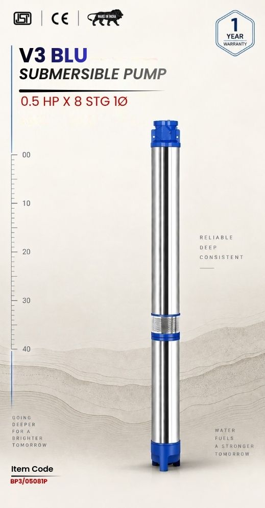 V3 BLU Submersible Pump 0.5 HP X 8 Stg 1P