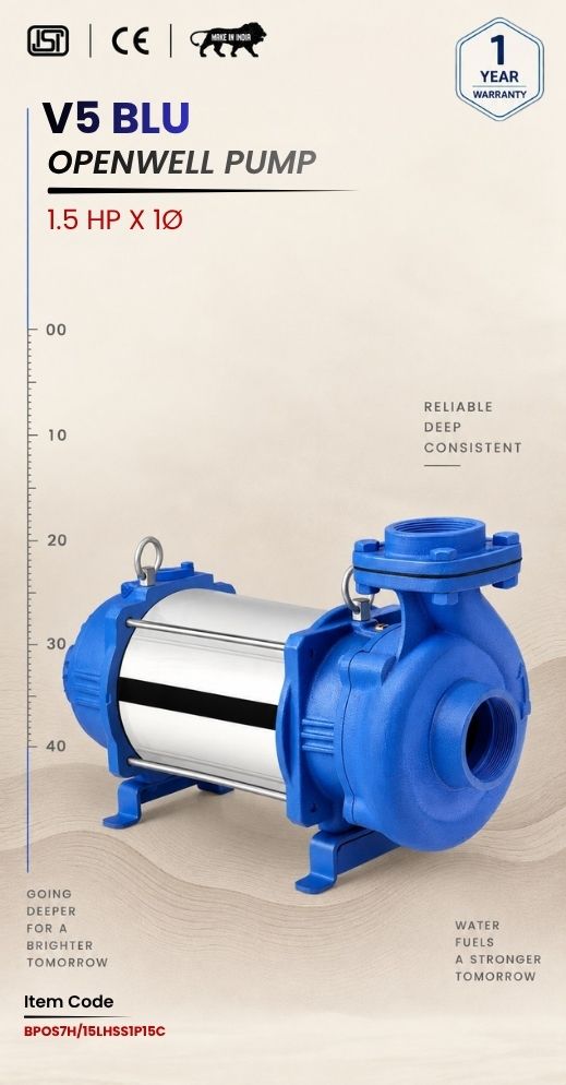 V7 BLU Domestic Open Well Submersible Pump (SS Body) 1.5 HP X  Stg 1P