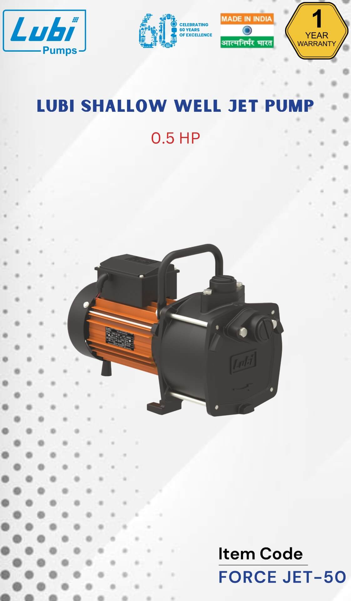 LUBI Shallow Well Jet Pump (F Class) 0.50 HP