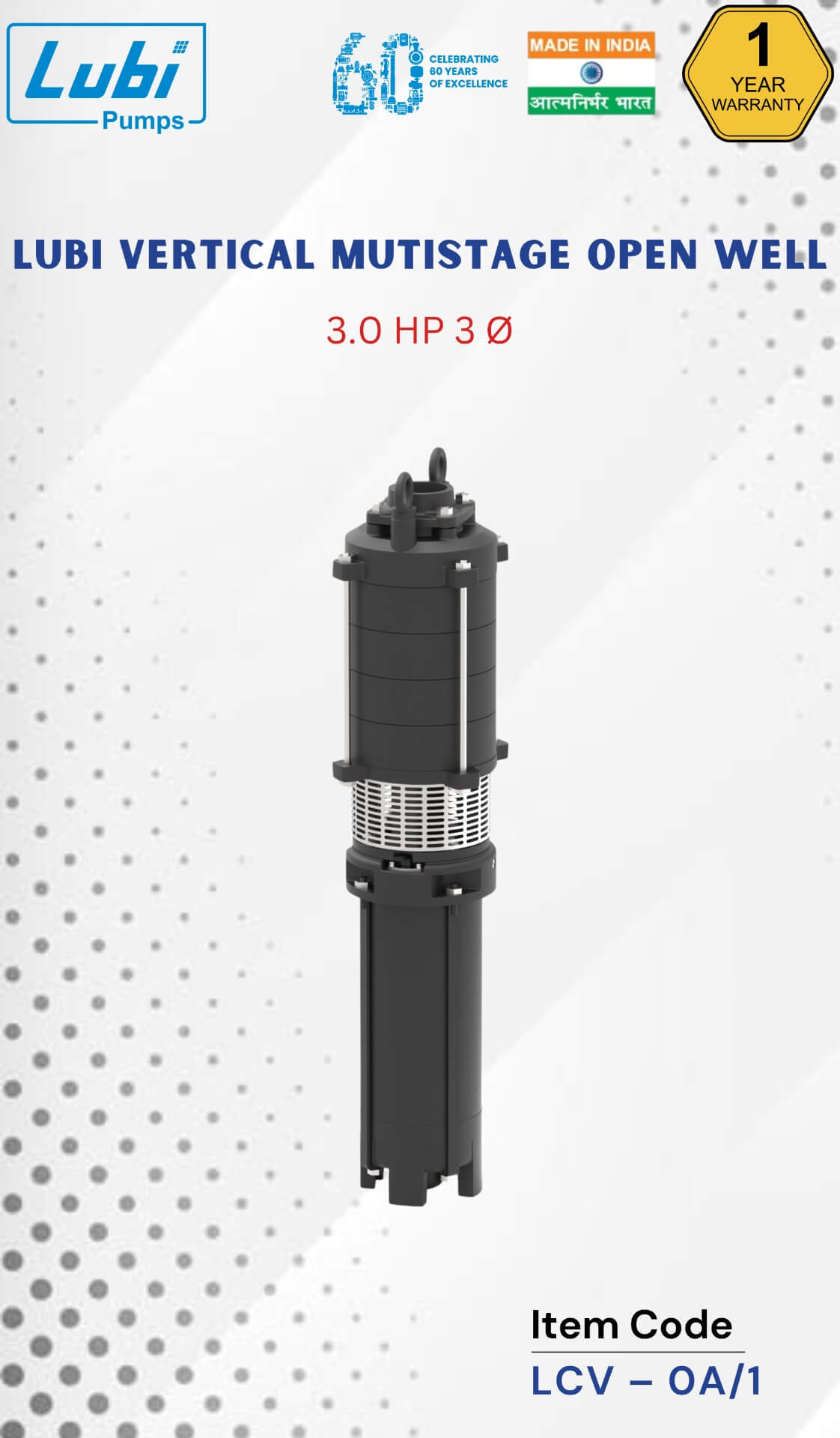 LUBI Vertical Multistage Openwell Pump (LCV) 3.00 HP X 1 Stage