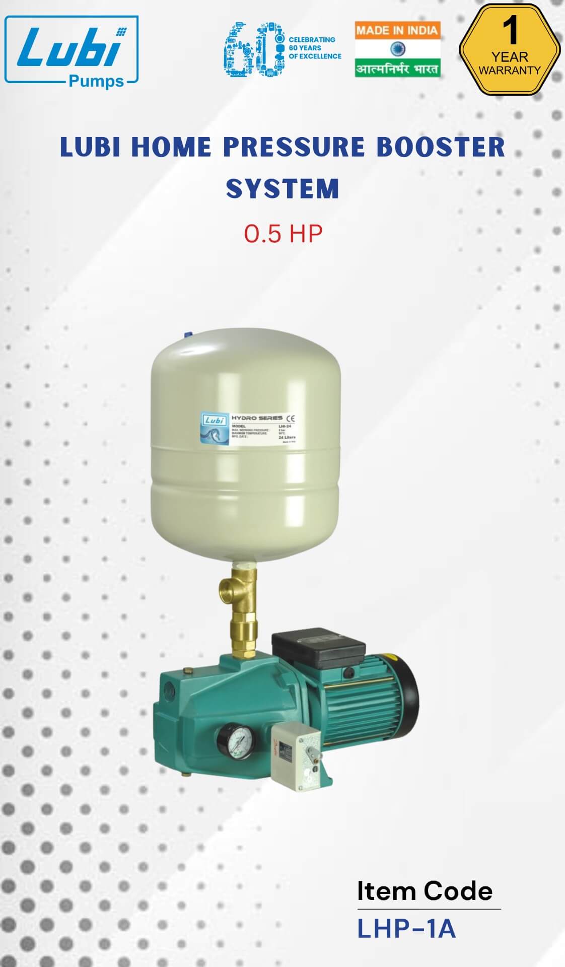 LUBI Home Pressure Booster System 0.50 HP