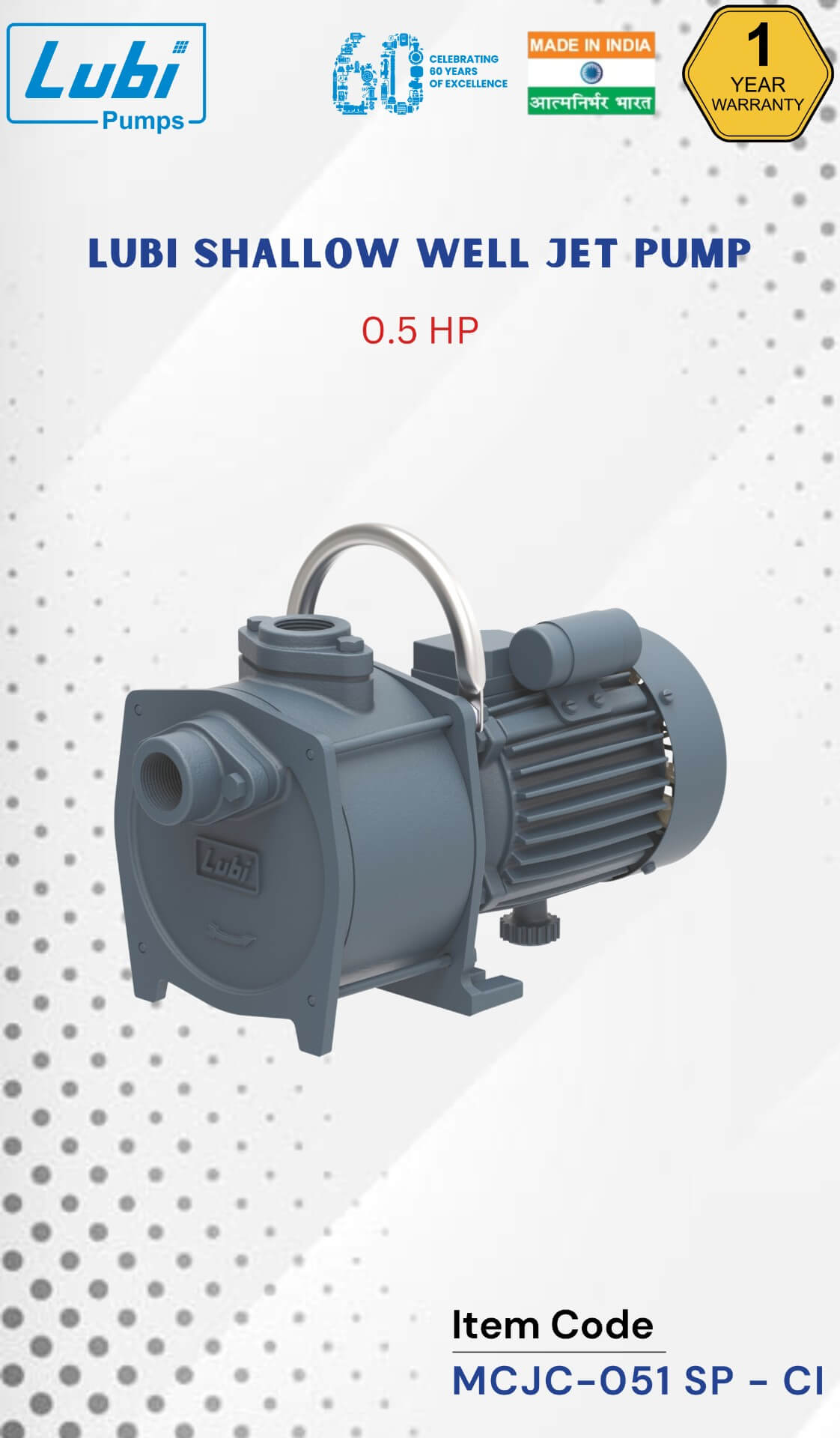 LUBI Shallow Well Jet Pump (F Class) 0.50 HP