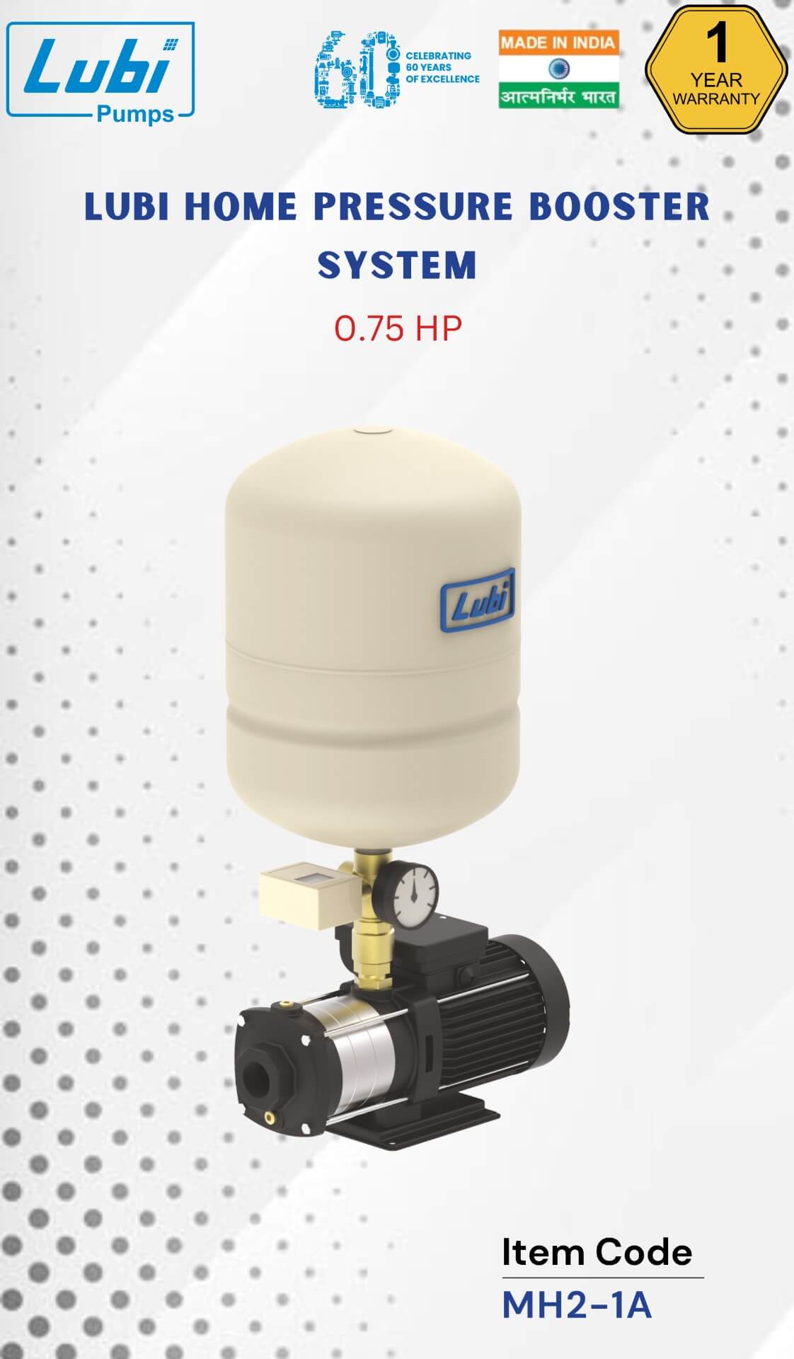 LUBI Home Pressure Booster System 0.75 HP