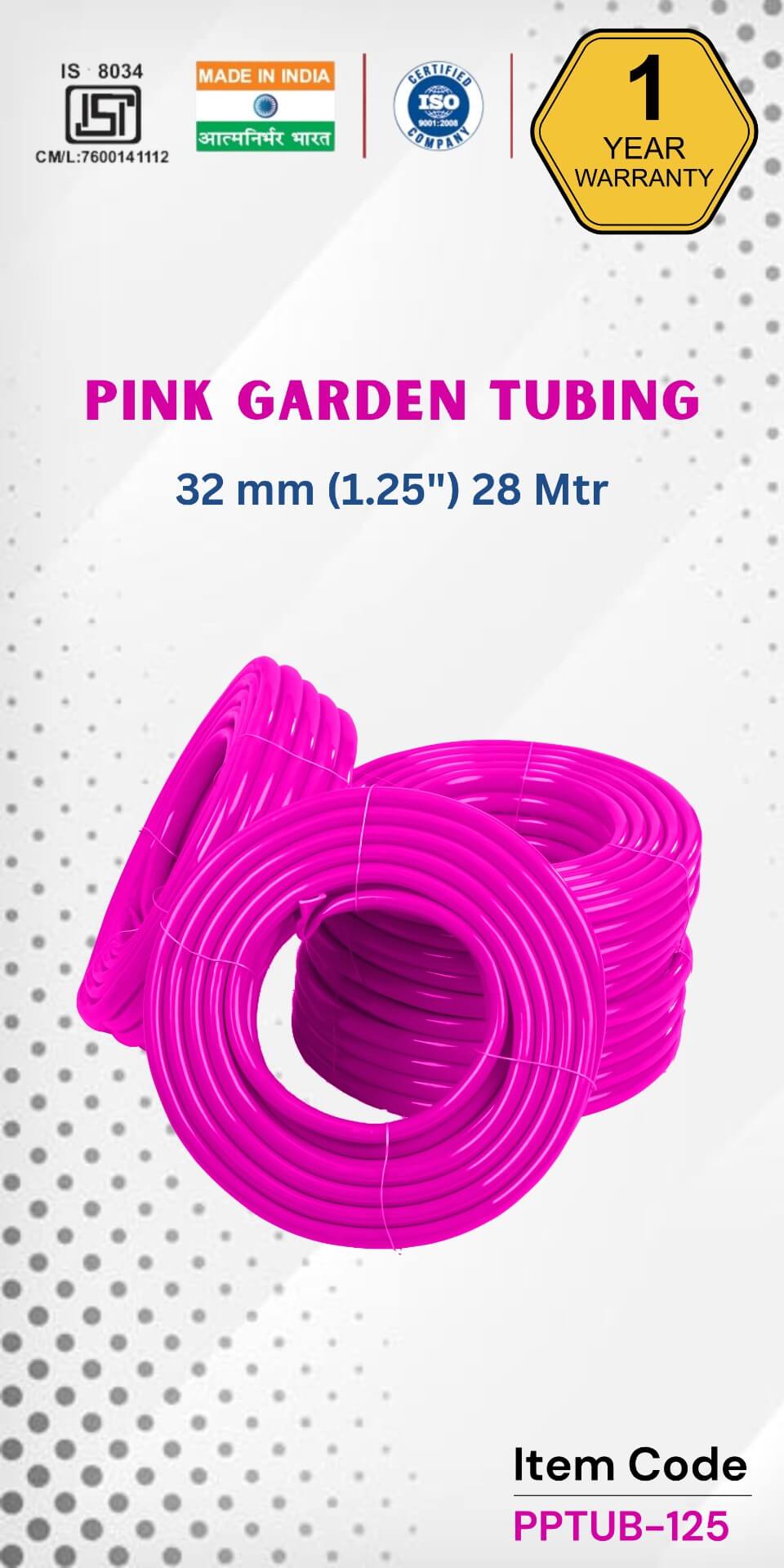 Pink Garden Tubing 32 mm (1.25") 28 Mtr