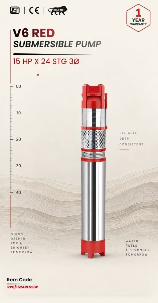V6 RED Submersible Pump 15 HP X 24 Stg 3P