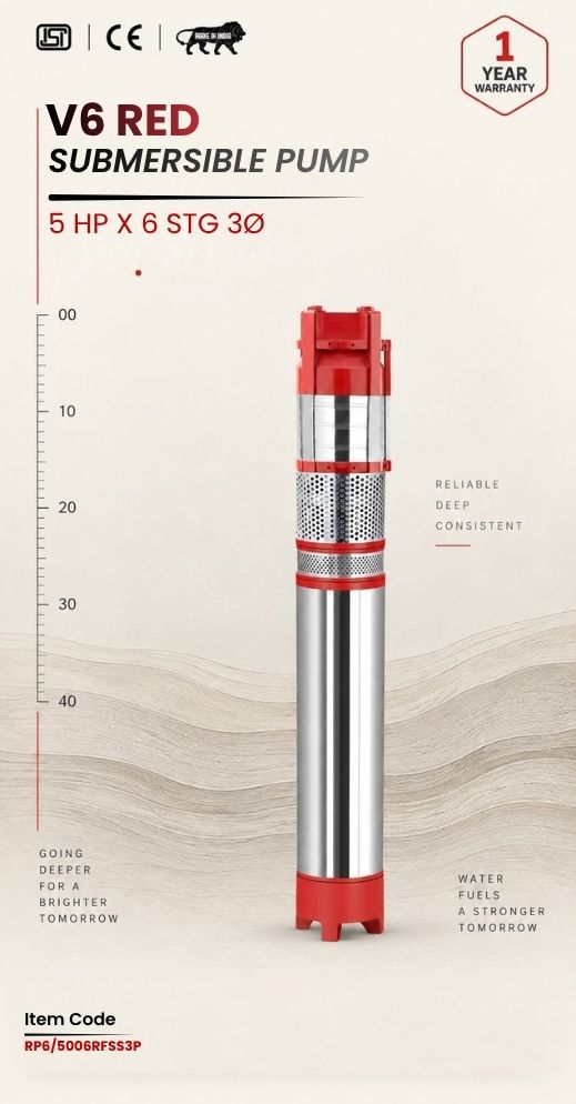 V6 RED Submersible Pump 5 HP X 6 Stg 3P