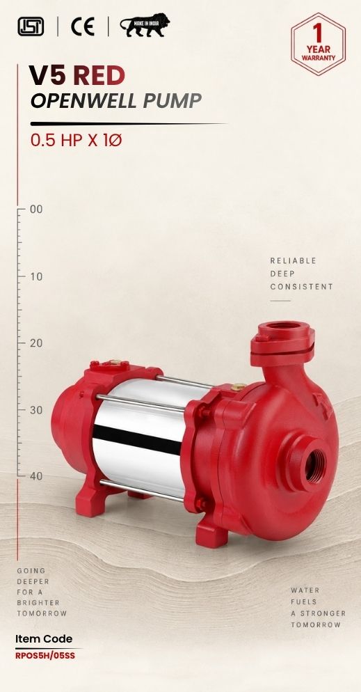 V5 RED Domestic Open Well Submersible Pump 0.5 HP X  Stg