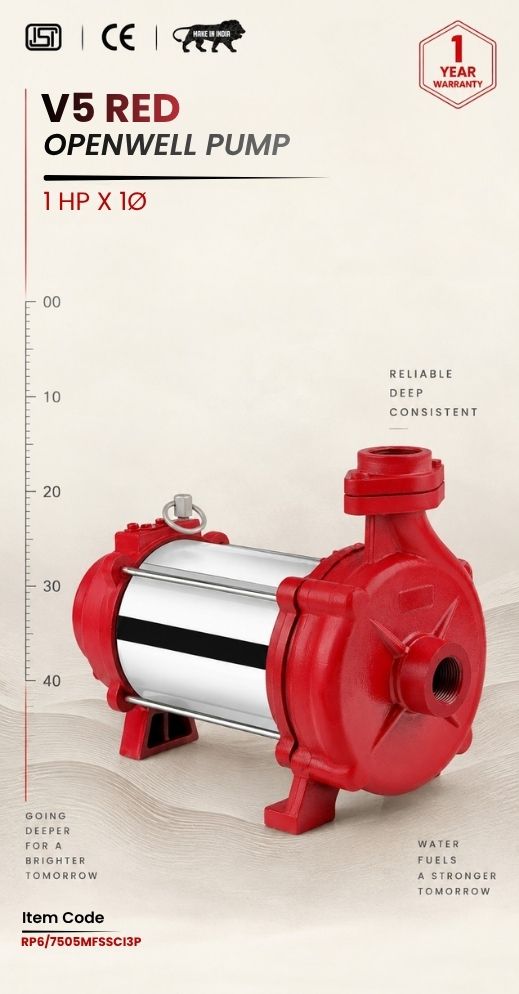 V5 RED Domestic Open Well Submersible Pump 1 HP X  Stg