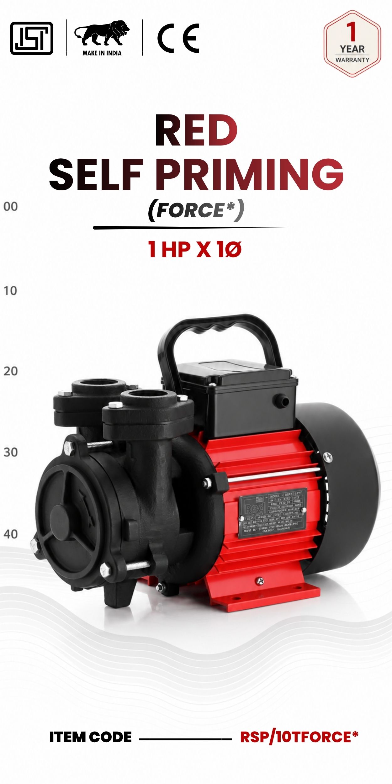 RED Self Priming Pump 1 HP X  Stg 1p